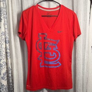 Nike Red V-Neck St. Louis Cardinals Logo Tee
